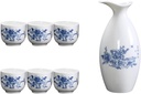 7 Piece Sake Set, Traditional Retro Japanstyle Ceramic Sake Cups Set, with 6 Sake Cups, 1 Sake Pot. Elegant Design Best for Family and Friends Cups