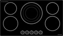 ThermoMate 36 Inch Electric Cooktop, 5 Burners Knob Control Built-in Ceramic Cooktop, 30" Radiant Electric Stove Top of 9000W with 9 Heat Levels, Hot Surface Indicator, 220-240v, Hard Wired