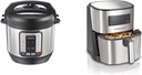 Hamilton Beach 12-in-1 8 Quart Electric Pressure Cooker Bundle with 5.8 Quart Digital Air Fryer Oven, 8 Presets