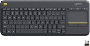 Logitech K400 Plus Wireless Touch TV Keyboard With Easy Media Control and Built-in Touchpad, HTPC Keyboard for PC-connected TV, Windows, Android, ChromeOS, Laptop, Tablet - Black