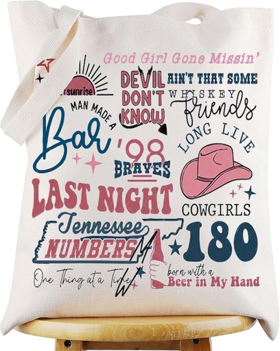 [BRSROAIQC56QGEL7] WZMPA Country Music Tote Bag One Last Night Album Gift Singer Lyric Reusable Grocery Bag Singer Merchandise