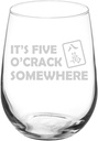 MIP Wine Glass Goblet Gift It's Five O'Crack Somewhere Funny Mahjong (17 oz Stemless)