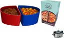CrockPockets® Blue & Red Reusable Silicone Slow Cooker Dividers – 6Qt Divider Set (2-Pack), Non-Stick, Leak-Resistant, BPA-Free, Dishwasher Safe + Free Digital Cookbook!