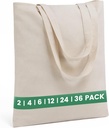 2 | 4 | 6 | 12 | 24 | 36 Pack 8oz Canvas Tote Bags Bulk - Thickened Reusable Shopping Bags for DIY, Grocery, Gift