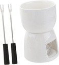 Ceramic Fondue Pot Set for Chocolate and Cheese Hot Pot with Candle Random Color for Parties and Gatherings