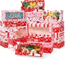 60 Pcs Heart Bakery Treat Boxes Bulk 12" x 5.5" x 2.5" Cupcake & Cookie Containers with Clear Window for Good Chocolate Desserts Red Pink