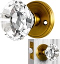 Gold Crystal Door Knob, Glass Door Knobs Interior Non-Locking Set, Brass Antique Decorative Vintage Style for Hallway, Closet, Passage Doors, 1 Pack