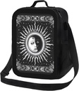 Ethnic Yinyang Sun Moon Insulated Lunch Bag For Women Men Adults Lunchbox With Shoulder Strap Portable Reusable Bento Box Meal Prep Box Lunch Cooler Tote Bag For Work Picnic Travel Black