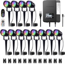 SUNVIE 12 Pack RGBW Color Changing Landscape Lights with 300W Low Voltage Landscape Transformer 12-24V LED Landscape Lighting Kit Waterproof Multicolor Spotlights for Christmas House Yard Tree Garden