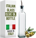 EHOMEA2Z Italian Glass Olive Oil Dispenser Bottle - 16 Oz, Oil and Vinegar Cruet with Stainless Steel Spout for Kitchen, Slight Green Tint (1, 473ml)