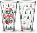Christmas Pint Glasses, Holiday 16oz Printed Pint Glass (2, Most Wonderful)