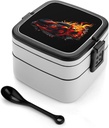 Fire Sports Car Bento Box with 2 Compartments Adult Lunch Box Lunch Container for Meal Prep Work And Outdoors