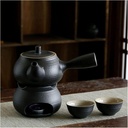 Traditional Sake Cup,Ceramic Wine Glasses,Japanese Sake Set,Side Handle Sake Bottle,Traditional Ceramic Hot Set,4 Pieces,Candle Stove,1 Japanese Sake (D)