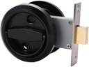 Round Recessed Door Knob, Stainless Steel 304 Keyless Pocket Door Lock, Hidden Recessed Door Handles Pulls Latch Knob, Corridor Sliding Door Lock for Privacy Pocket Door Black