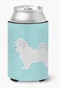 Caroline's Treasures BB3736CC Maltese Checkerboard Blue Can or Bottle Hugger Cooler Washable Drink Sleeve Collapsible Beverage Insulated Holder, Can Hugger, Multicolor