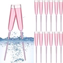 12 Pcs Floating Champagne Flutes 6oz Pool Floating Wine Glasses Acrylic Cocktail Goblet Cups with Long Stem for Summer Beach Party Wedding Birthday Supplies(Pink)