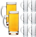 Glass Beer Mug Set of 8, Clear 16 OZ Glass Beer Mugs with Handle, Heavy Stein Mugs with Straw, Large Freezer Beer Drinking Glasses for Juice, Coffee, Tea