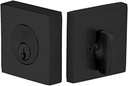 Emtek Hardware Deadbolt, Single Cylinder, Square, Solid Brass, Door Thickness: 1-3/4”- 2-1/8”, C-Keyway, Model: 8469, Color: Flat Black (US19)