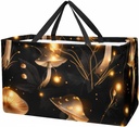 Reusable Grocery Bag Cute Mushrooms Forest Seamless Pattern Large Stand Up Tote Shopping Bag with Reinforced Handles