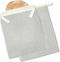 BRONYPRO Reusable Beeswax and Linen Bread Bags, 2-Pack Waxed Bread Bags for Homemade Bread & Sourdough, Sustainable Sourdough Loaf Storage to Lock in Freshness, Large 17x12.6in, Grey