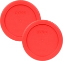 Pyrex Bundle - 2 Items: 7202-PC 1-Cup Red Plastic Food Storage Lids Made in the USA