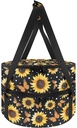 Double Decker Pie Carrier Insulated Casserole Carrier Round Cake Dish Transport Carrier Bag with Lid and Handle for Travel Potluck Picnic, Yellow Sunflower Butterfly Black