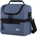 MIER Adult Lunch Box Insulated Lunch Bag Large Cooler Tote Bag for Men, Women, Double Deck Cooler (Bluesteel, Large)