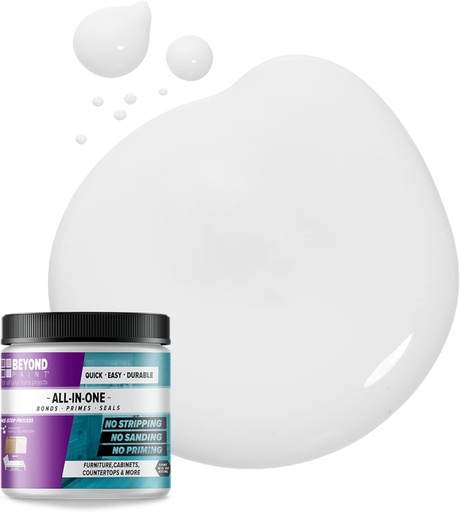 [BRSWYYAECAOQYF33] Beyond Paint All-in-One Refinishing Paint, No Sanding, Matte Finish for Cabinets, Countertops, Furniture and Doors, 1 Pint, Bright White