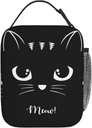 Black Cat Reusable Lunch Box Food Bag Insulated Lunch Bag for Teenage Boys Girls School Beach