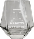 R and R Imports Illinois Fighting Illini Customizable Stemless Diamond Wine Glass Engraved 10 oz Clear Officially Licensed Collegiate Product Single Unit