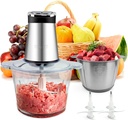 Electric Food Processor Meat Grinder 800W 2x12cups LED Timer Electric Food Chopper Vegetable chopper 3 layers 6 blades for Mincing Puree for home use kitchen aid for pet food,baby food
