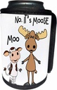 Can Cooler Bottle Wrap - Funny Cute Cow saying Moo to Moose Pun Satire Funny