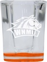 R and R Imports Western New Mexico University 2 Ounce Engraved Shot Glass Square Orange Base Officially Licensed Collegiate Product Single Unit