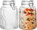 64 oz Large Mason Jars Wide Mouth,2 Pack Half Gallon Glass Pickling Jars with Airtight Lids,Air Tight Glass Food Storage Jars for Storing Coffee,Cookies