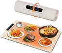 Food Warming Mat, Electric Warming Tray with 3 Temperature Settings and Timer, Full Surface Graphene Heating Food Warmer, Rollable Heating Tray for Gatherings, Parties, Everyday Use (Cream White)
