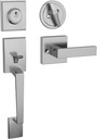 HOSOM Front Door Handle Set, Satin Nickel Exterior Door Lock Set with Deadbolt, Single Cylinder, Reversible for Right and Left Handed Doors