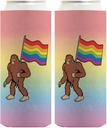 Gay Pride Gifts For Men Sasquatch Pride Flag 2-Pack Ultra Slim Can Thermocoolers