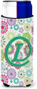 Letter L Flowers Pink Teal Green Initial Ultra Beverage Insulators for slim cans