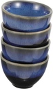 4pcs Japanese Style Blue Ceramic Sake Cups Set Glazed Finish for Sake Tea and Coffee for Home or Restaurant Use