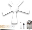 Socket Fan Light with Remote, 20.5", Small Ceiling Fans with Lights, 3 Colors Dimmable Led Bulb, Easy Install Screw in E26/E27 Base for Bedroom Living Room Kitchen Garage (White)