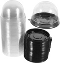 Healifty 50pcs Mini Dome Dessert Boxes with Black Base for Cupcakes Moon Cakes Egg Yolk and Pastries Lightweight Single Cupcake Containers for Birthday Wedding and Holiday Parties