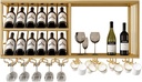 Wall Mounted Wine Rack Iron,Liquor Shelf,Wine Bottle Glass Holder,Bar Floating Shelves,Large Capacity Modern Storage Display Racks,for Kitchen,Wine Cellar,Living Ro (Gold 100 * 30 * 45