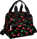 Cherry Pattern Insulated Lunch Bag for Women Men, Reusable Lunch Box Container with Adjustable Shoulder Strap Large Leakproof Thermal Lunch Cooler Bag for Adult Work Picnic Office