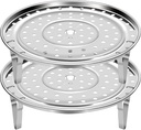 Mini Skater 2 Pack Thicken Stainless Steel Steamer Rack Insert Stock Pot Steaming Tray Stand Cookware Tool bread Tray Kitchenware Cooking Tools (8.5inch)