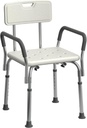 Medline Shower Chair Seat with Padded Armrests and Back, Heavy Duty Shower Stool for Bathtub, Slip Resistant Shower Seat with Adjustable Height, Shower Bench for Inside Shower with 350 lb Capacity