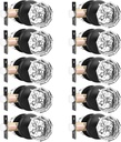 Orger 10 Pack Glass Door Knobs with Flat Black Rosette, Bath/Bed Door Knobs for Privacy Use, Keyless Interior Door Handles with Diamond Shape Crystal Glass and Zinc Alloy Base