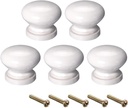 uxcell Round Wood Knobs,5Pcs 28mm Dia Cabinet Furniture Kitchen Pulls Handles for Drawer Cupboard, White