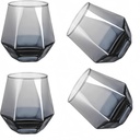 Wine Glasses Set Of 4,Stemless Diamond Wine Glass Shape 10 Oz Gray Christmas Glassware Dishwasher Safe, Spill-Proof Design For Red Wine, Cocktail, Whiskey, Bourbon for Wine Lovers (Gray)