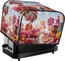 4 Slice Toaster Cover with Pocket Universal Size Toasters Dusts Covers Sweet Candy Backdrop Bread Machine Cover & Protection Bread Machine Protector Small Kitchen Appliance Covers