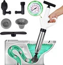 Toilet Plunger,Stainless Steel Toilet Clog Remover,High-Pressure Air Drain Blaster with Real-Time Barometer Powerful Drain Snake Sink Plunger Plumbing Tools,Plungers for Sink,Floor,Kitchen Tube
